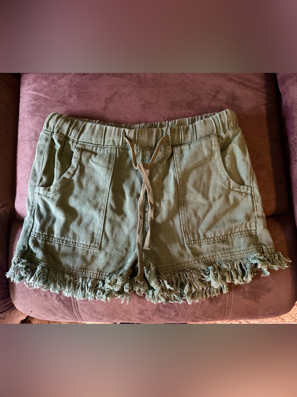 Olive Green Drawstring Shorts